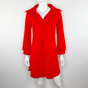 Vintage Vicky Vaughn Red Shirt Mini Dress Size S Long Sleeve Holiday Christmas